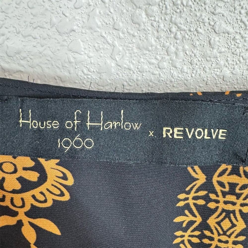 House of Harlow x REVOLVE Black Gold Floral Geometric‎ Midi Dress M - Picture 9 of 11
